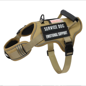 USLOCAL Tactical Service Dog Harness With Control Handle No Pulling Adjustable Reflective Pet Vest Harness Easy Walking Training (Option: Linen-S)